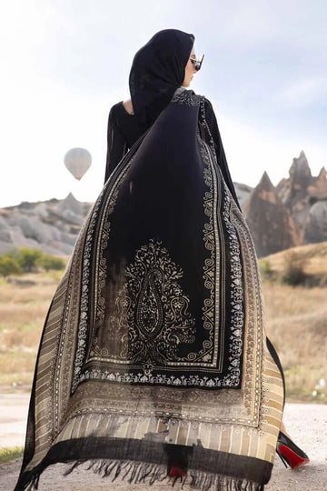 3 Piece Unstitched Heavy Embroidered Pure Lawn Suit with Printed Silk Dupatta